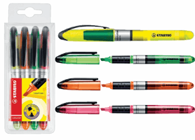 Markeerstift STABILO Navigator 545/4 assorti etui à 4 stuks