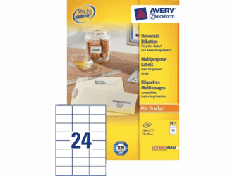 ETIKET AVERY ZWECK 3475 70X36MM 2400ST artikel afbeelding
