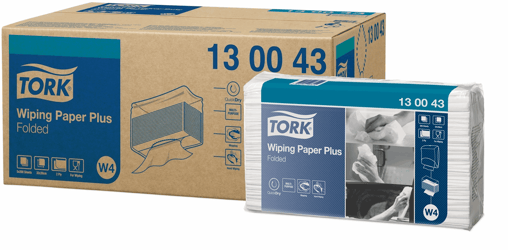 Tork Wiping Plus Gevouwen Poetspapier 2-laags W4 nr.130043 (ds/5 x 200 vellen) artikel afbeelding