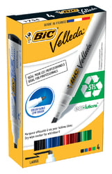 Viltstift Bic Velleda 1751 whiteboard schuin large assorti set à 4 stuks