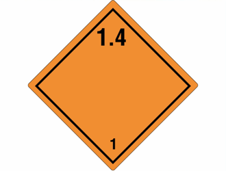 Gevarenetiket A91, 100X100mm oranje opdruk zwart. Klasse 1 Explosieven 1.4 artikel afbeelding