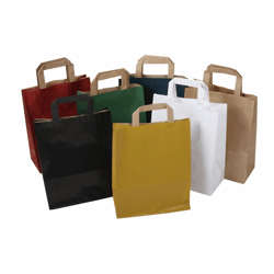 Papieren draagtas met platte handgreep 32+15x43cm, 90 grams, kleur blauw artikel afbeelding