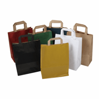 Papieren draagtas met platte handgreep 32+15x43cm, 90 grams, kleur blauw