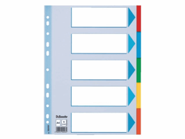 Tabbladen Esselte Standaard A4 5-delig karton 11-rings met voorblad assorti