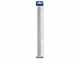 Staedtler Mars® 561-reductieschaalliniaal, schalen: 1:20, 1:25, 1:33, 1:50, 1:75, 1:100, kleurgecodeerd, 30 cm