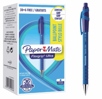 Balpen Paper Mate Flexgrip Ultra medium blauw valuepack 30+6 gratis