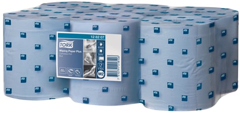 Poetspapier Tork Wiping Plus M2 Centerfeed 2-laags 157m blauw 128207