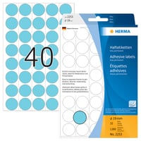 Etiket HERMA 2253 rond 19mm blauw 1280 stuks