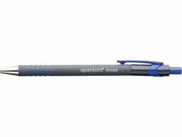 Balpen Quantore rubbergrip drukknop blauw medium