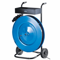 Haspel voor staalband verrijdbaar met materiaalvak voor bandbreedte 13 - 19 mm