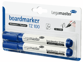 Viltstift Legamaster TZ 100 whiteboard rond 1.5-3mm blauw blister à 2 stuks
