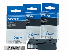 Labeltape Brother P-touch TC-101 12mm zwart op transparant