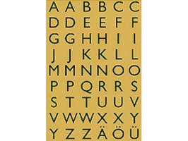 Etiket HERMA 4145 13x12mm letters A-Z zwart op goud