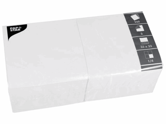 PAPSTAR Papieren Servetten, 33 x 33 cm, 3 Laags, 1/4 Vouw, Wit (doos 4 x 250 stuks) artikel afbeelding
