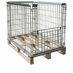 Gaas-opzetframe voor EUR-poolpallet met klep aan 1 frontwand nuttige hoogte 850 mm
