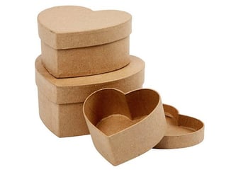Creotime Harten Doosjes Papier-maché (pak 3 stuks)