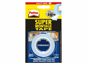 PLAKBAND PATTEX 19MMX1.5M SUPERMONTAGE 20KG 2Z  artikel afbeelding