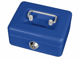 Geldkist MAUL met muntgleuf en slot 125x95x60mm blauw