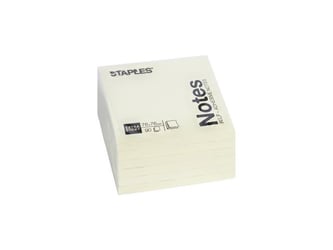 Staples Super Sticky Zelfklevend Notitieblok, 76 x 76 mm, Geel (pak 6 x 90 vel) artikel afbeelding