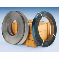Staalband blank gewaxt EW, Enkelvoudige Europese wikkeling 19 mm. breed. Blank staal