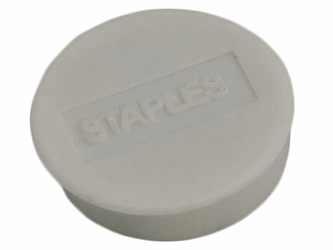 Staples Verpakking met 10 ronde, witte magneten van 25 mm met een magnetische kracht 425 gram/m² (doos 10 stuks) artikel afbeelding