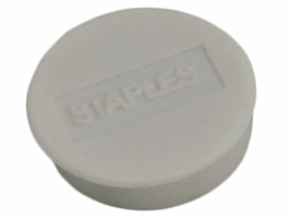 Staples Verpakking met 10 ronde, witte magneten van 25 mm met een magnetische kracht 425 gram/m² (doos 10 stuks)