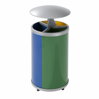 Afvalbak voor kringloopmateriaal, rond inhoud 3x30 l (Kleur afvalbak: geel, blauw, groen)