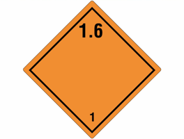 Gevarenetiket A93, 100X100mm oranje opdruk zwart. Klasse 1
