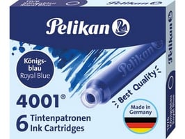 Pelikan 4001 TP/6 vulpen inktpatroon, blauwe inkt (pak 6 stuks)