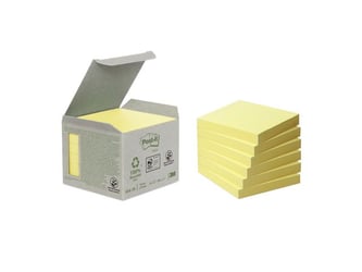 Post-it® Recycled Notes Canary Yellow™, 76 x 76 mm, Geel (pak 6 blokken) artikel afbeelding