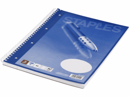 Staples Spiraalblok A4+, 4 gaats, gelijnd (pak 5 x 80 vel)