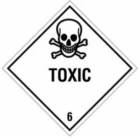 Gevarenetiket A108, 100X100mm wit opdruk zwart. Klasse 6 Toxic