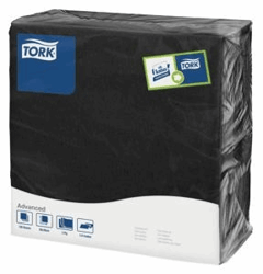 Tork tissue servet 39x39cm 3-laags 1/4-vouw zwart 12x100 artikel afbeelding