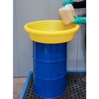 PE-spoel- en dompelbak, voor vaten van 200 l, geel
