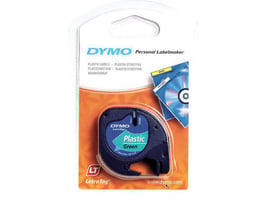 Dymo LetraTag Labeltape, Plastic, 12 mm x 4 m, Zwart op Groen