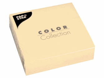 PAPSTAR Papieren Servetten, 33 x 33 cm, 3 Laags, 1/4 Vouw, Crème (doos 14 x 50 stuks) artikel afbeelding