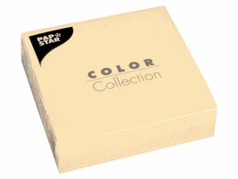 PAPSTAR Papieren Servetten, 33 x 33 cm, 3 Laags, 1/4 Vouw, Crème (doos 14 x 50 stuks)
