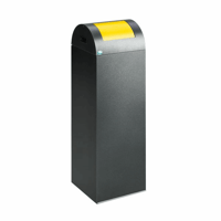 Zelfdovende afvalbak voor kringloopmateriaal inhoud 89 l, b x h x d = 320x1045x320 mm antiekzilver, klep geel