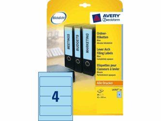 RUGETIKET AVERY ZWECK L4767-20 192X61MM 80ST BLAUW artikel afbeelding