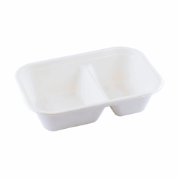 Suikerriet bakje 1000ml/229x153x57mm 2-vaks BIO-laminated, kleur wit artikel afbeelding