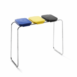 Afvalzakstandaard voor inhoud tot 3x120 l, met standaard deksel blauw, geel, zwart