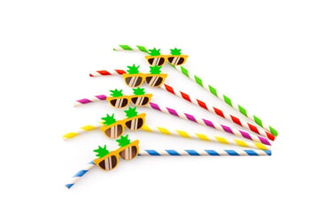 Buigrietje papier (FSC®) streep assorti met zonnebril, ø 6 mm / 24cm