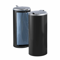 Plaatstalen afvalbak voor inhoud 120 l, front gesloten (Dekselkleur: zilverkleurig; Framekleur: antraciet)