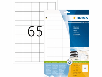 ETIKET HERMA 8629 38.1X21.2MM PREMIUM A4 650ST WIT artikel afbeelding