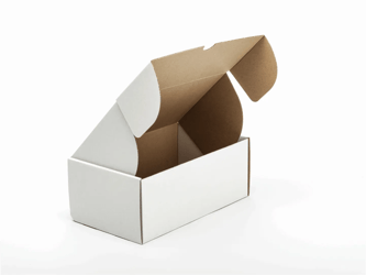 Postpack Fefco 0427 150x120x60mm, kleur wit/bruin, dikte E-Golf 1,5mm. artikel afbeelding