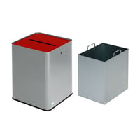 Papierverzamelaar, DSGVO-conform h x b x d = 420x320x320 mm zilver/rood