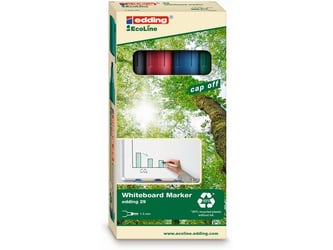 edding EcoLine 29 Whiteboardmarker, Beitelvormige Punt, 1 - 5 mm, Assorti (set 4 stuks) artikel afbeelding