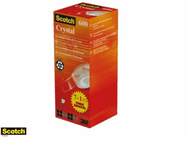 Plakband Scotch Crystal 600 19mmx33m transparant - 8 stuks