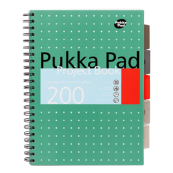 Projectboek Pukka Metallic A4 lijn 5-tabs 200 pagina's 80gr groen