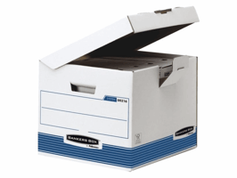 Archiefdoos Bankers Box System flip top kubus wit blauw